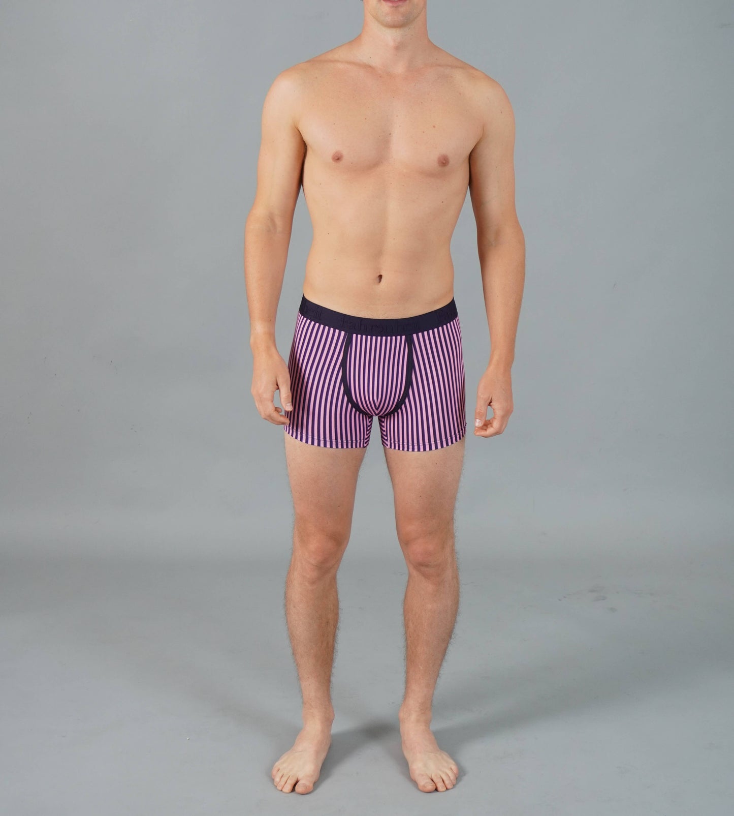 Trunk Vertical Stripe Pink & Navy Cotton Men's Underwear: Large