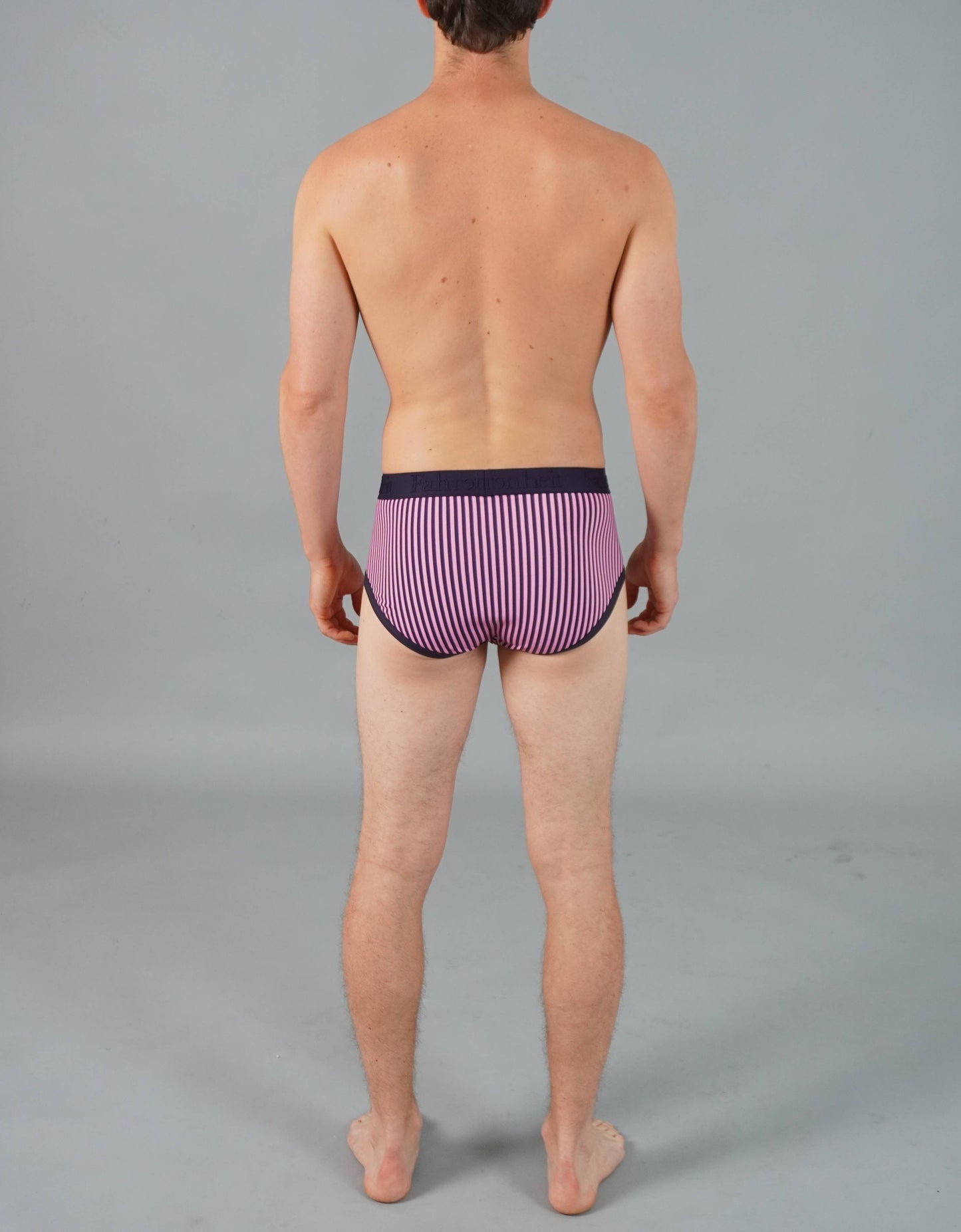 Wayne Brief Vertical Stripe Pink/Navy Men's Cotton Underwear: Medium