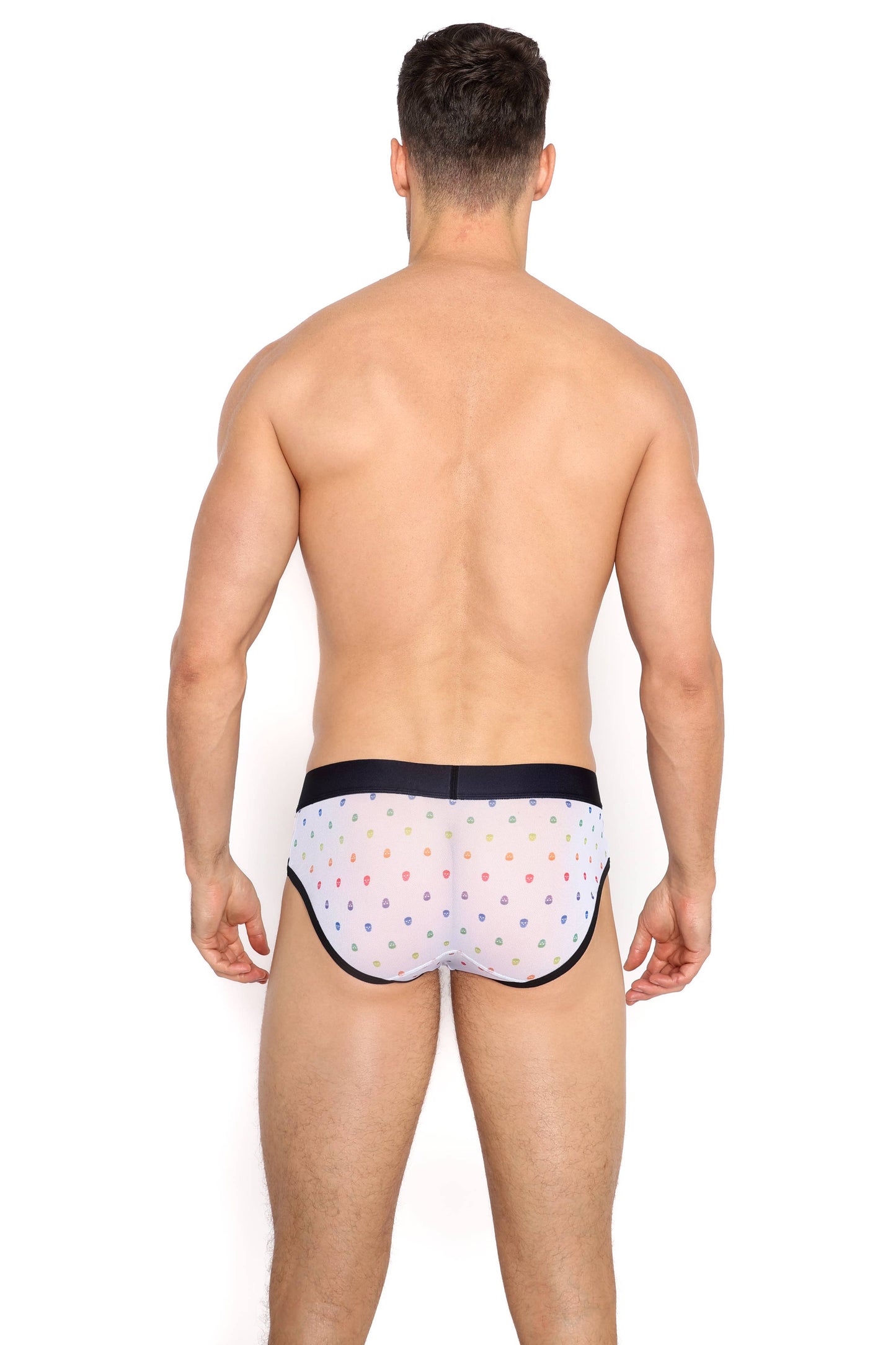 Pride Ditsy Skull White Sheer Mesh Brief: SMALL
