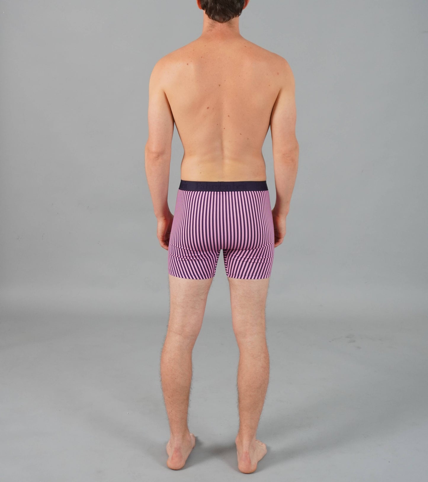 Boxer Brief Vertical Stripe Pink/Navy Cotton Men's Underwear: Medium