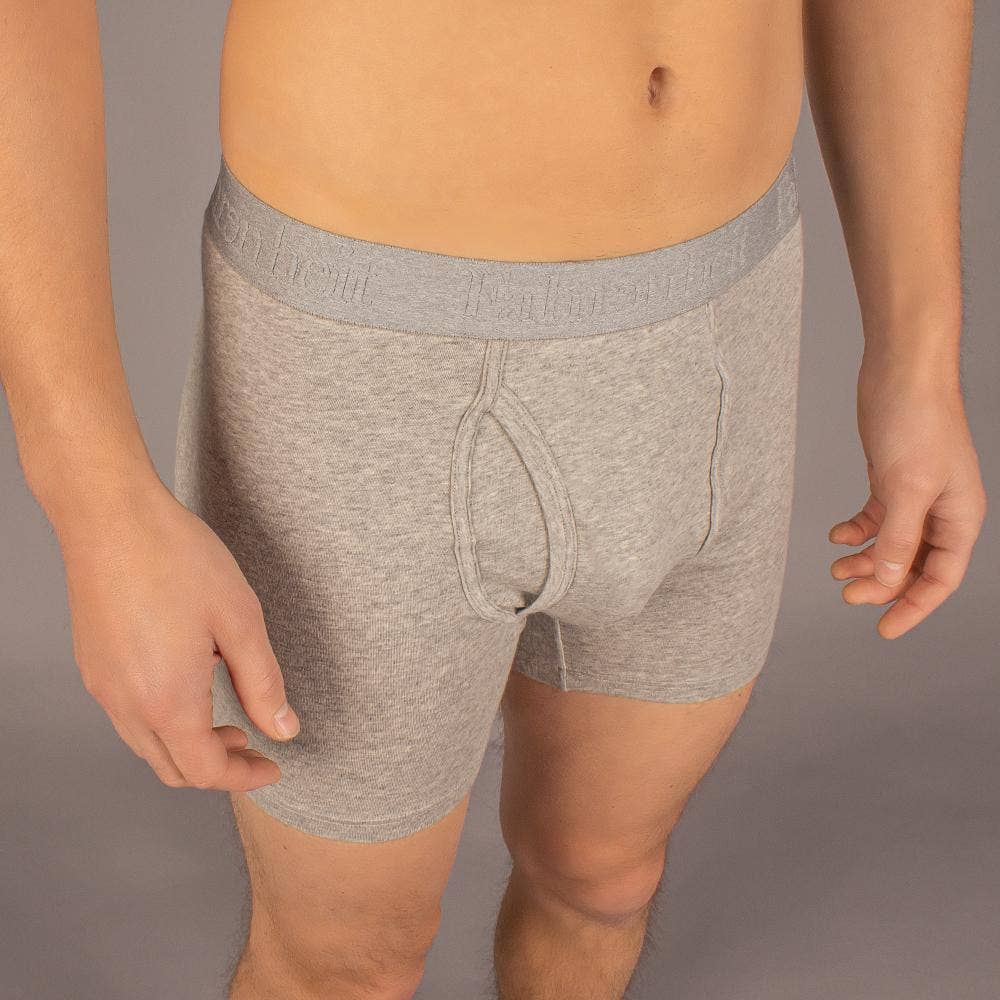 Boxer Brief | Solid Heather Gray Cotton Men's Underwear: L