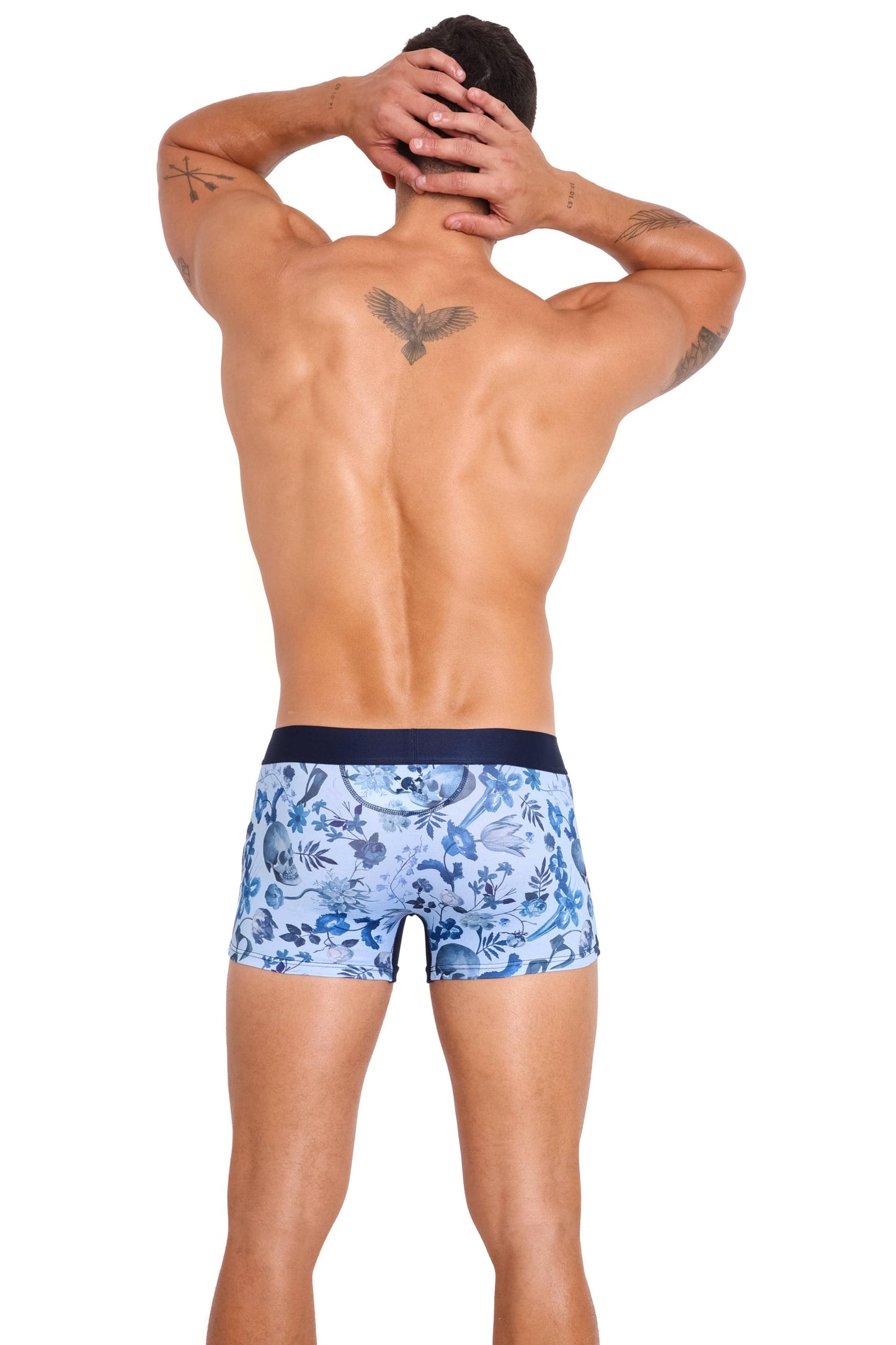 Hand Painted Dutch Floral Trunk Sky: MEDIUM
