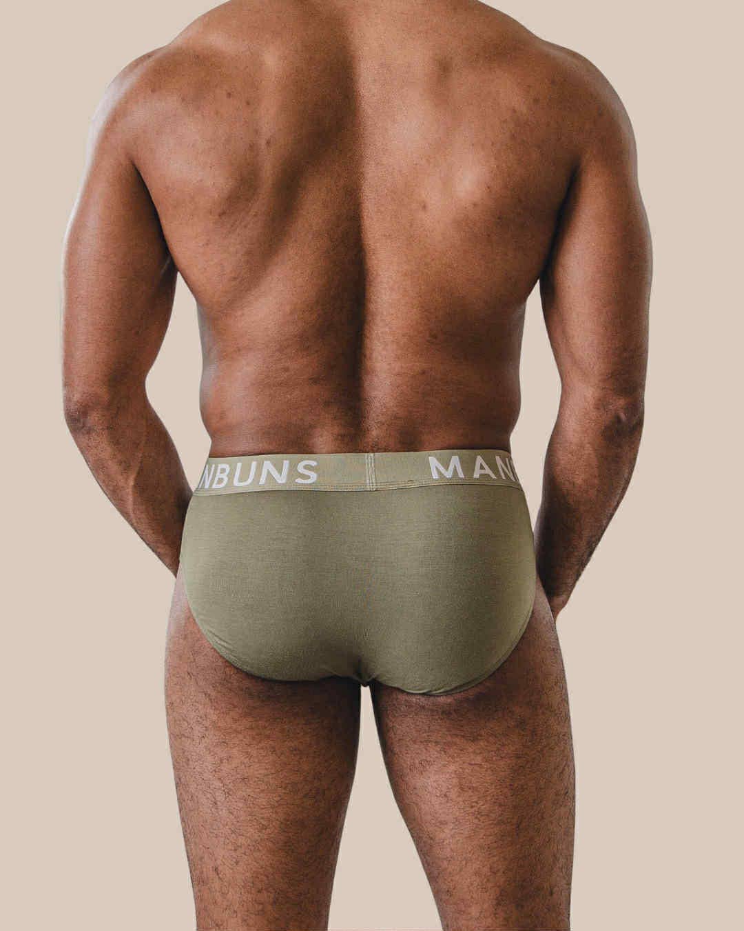 Men's Olive Green Brief Underwear: - Vegas Pride Positions