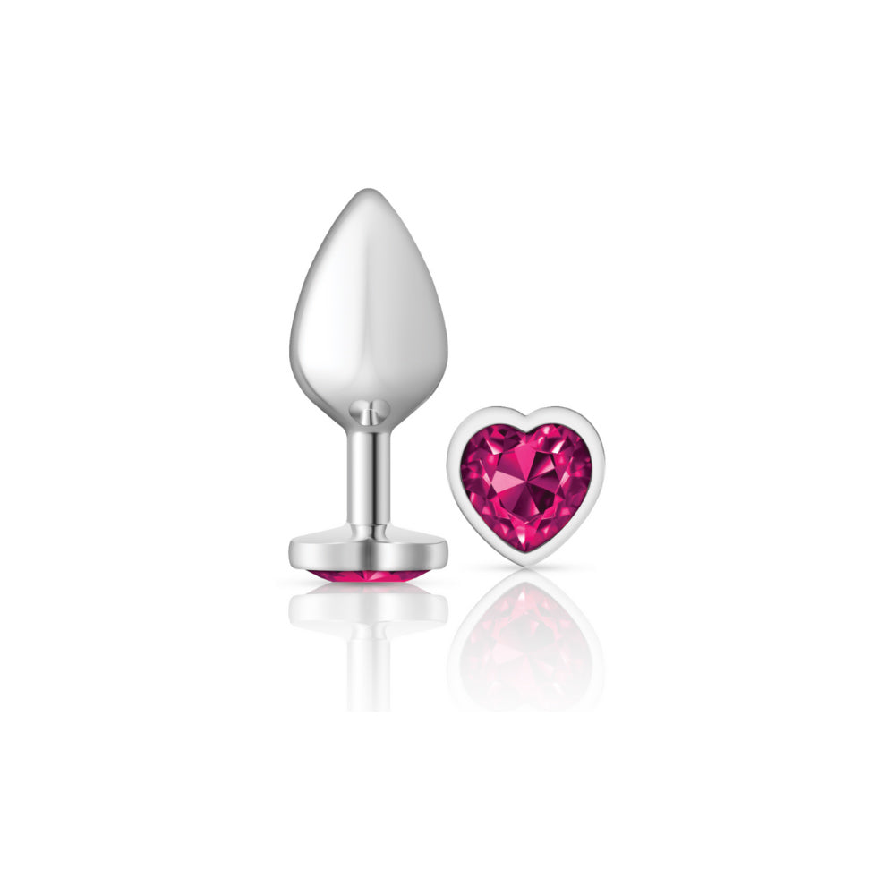 "Bright Pink Heart Gem Silver Metal Plug - Md VB-CC9130"