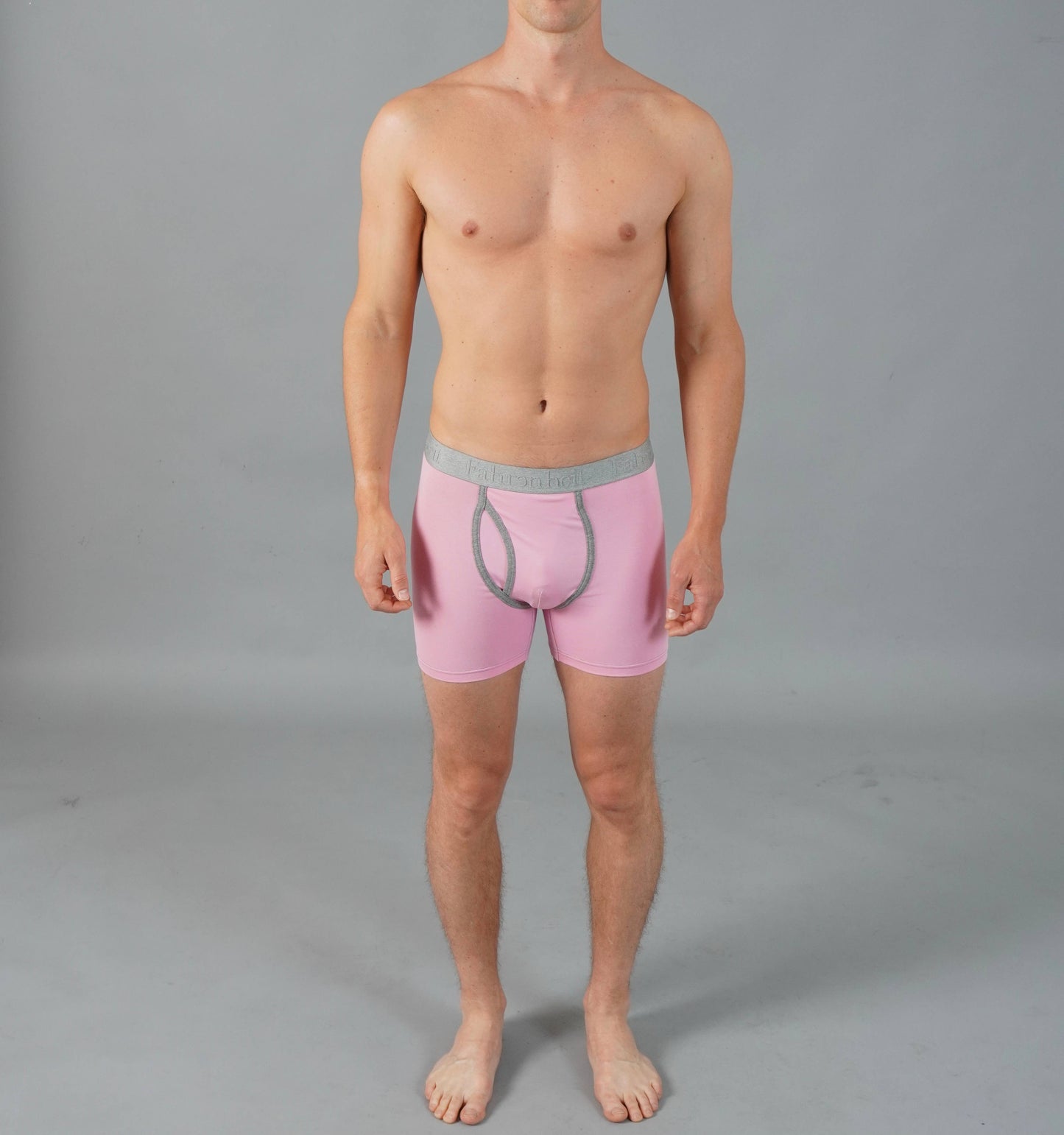 Boxer Briefs Solid Pink Cotton Men's Underwear: Large