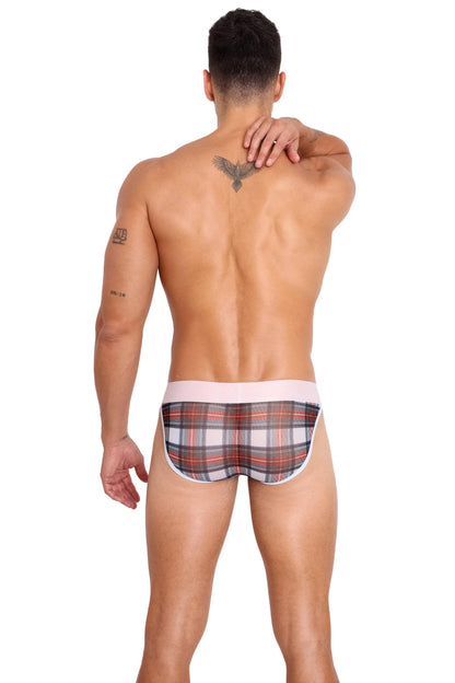 Tartan Sheer Mesh White Sport Brief: X-LARGE
