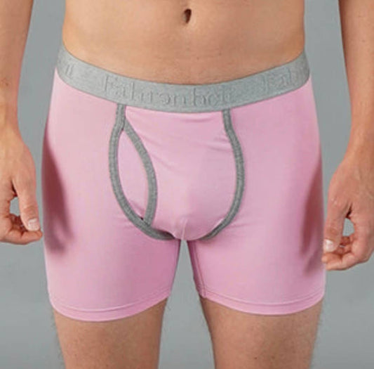 Boxer Briefs Solid Pink Cotton Men's Underwear: Large