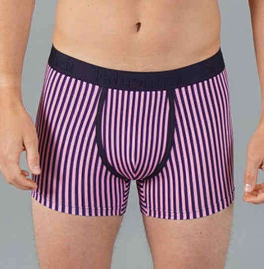 Trunk Vertical Stripe Pink & Navy Cotton Men's Underwear: X-Large