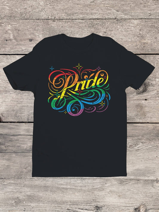 Vibrant Pride Celebration Art Men's T-shirt: Black / 100% US Cotton / XL
