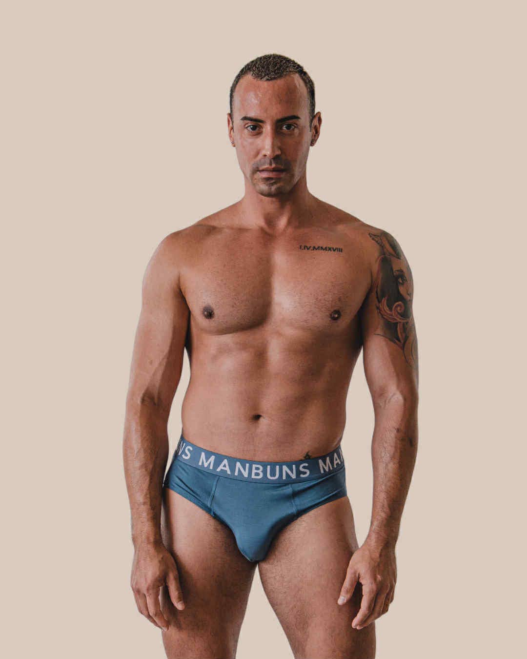 Men's Classic Steel Blue Brief Underwear: XL