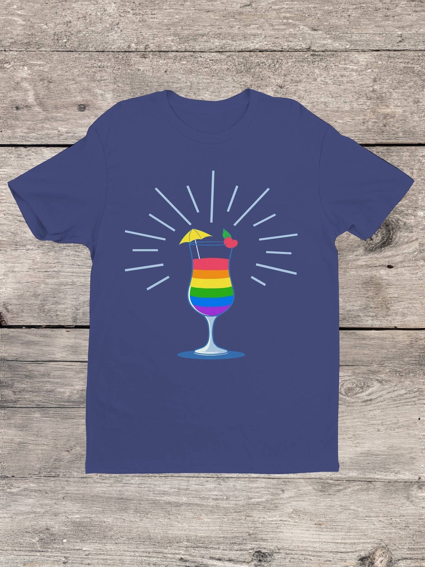 Vibrant Rainbow Cocktail Delight Women's T-shirt: Black / 100% US Cotton / L