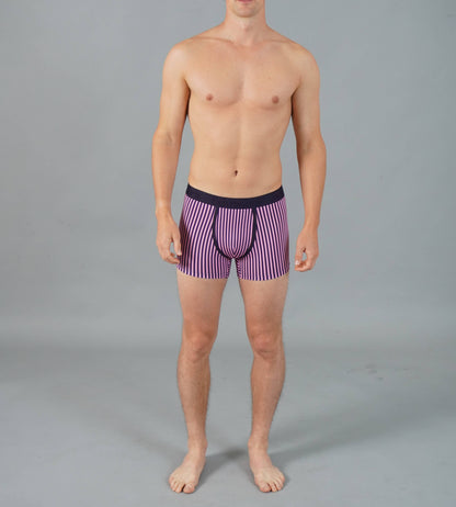 Trunk Vertical Stripe Pink & Navy Cotton Men's Underwear: Large
