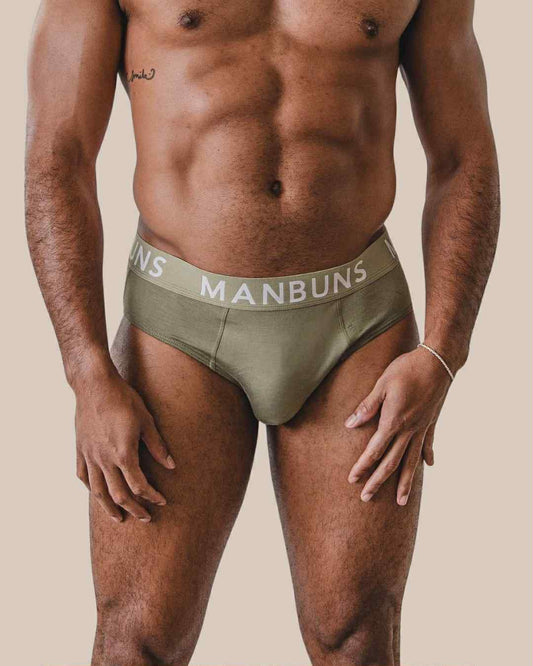 Men's Olive Green Brief Underwear: Small