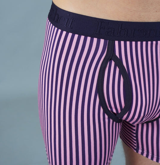Boxer Brief Vertical Stripe Pink/Navy Cotton Men's Underwear: Medium