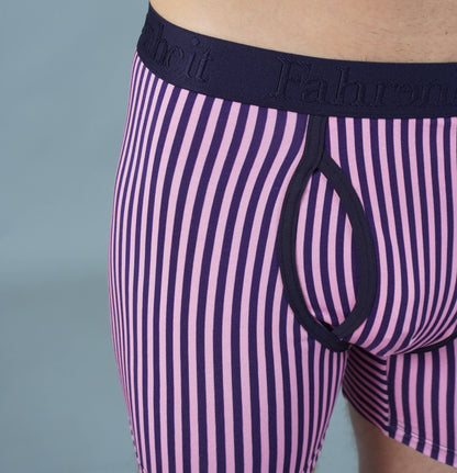 Boxer Brief Vertical Stripe Pink/Navy Cotton Men's Underwear: Small