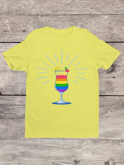 Vibrant Rainbow Cocktail Delight Women's T-shirt: Black / 100% US Cotton / XL