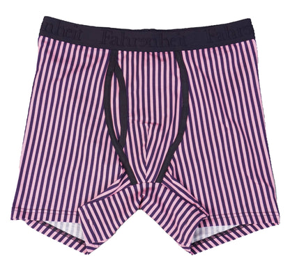 Boxer Brief Vertical Stripe Pink/Navy Cotton Men's Underwear: Small