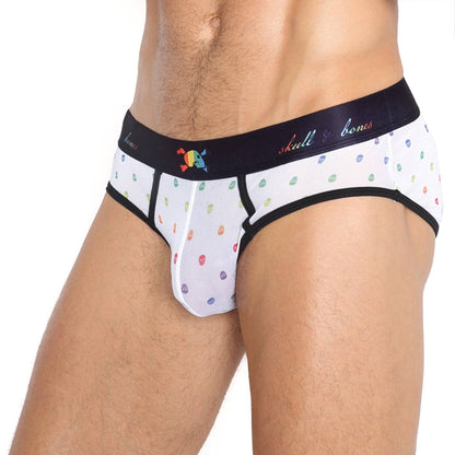 Pride Ditsy Skull White Sheer Mesh Brief: X-SMALL