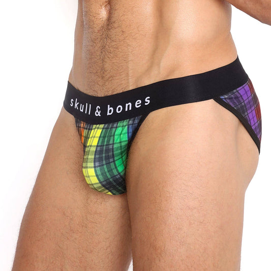 Rainbow Tartan Plaid Sport Brief: MEDIUM