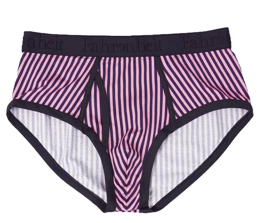 Wayne Brief Vertical Stripe Pink/Navy Men's Cotton Underwear: Small