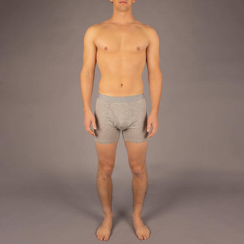 Boxer Brief | Solid Heather Gray Cotton Men's Underwear: - Vegas Pride Positions