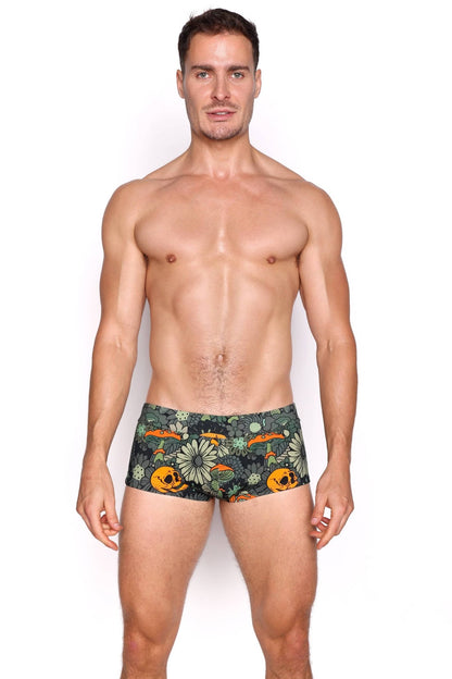 Groovy Floral Green Swim Trunk: - Vegas Pride Positions