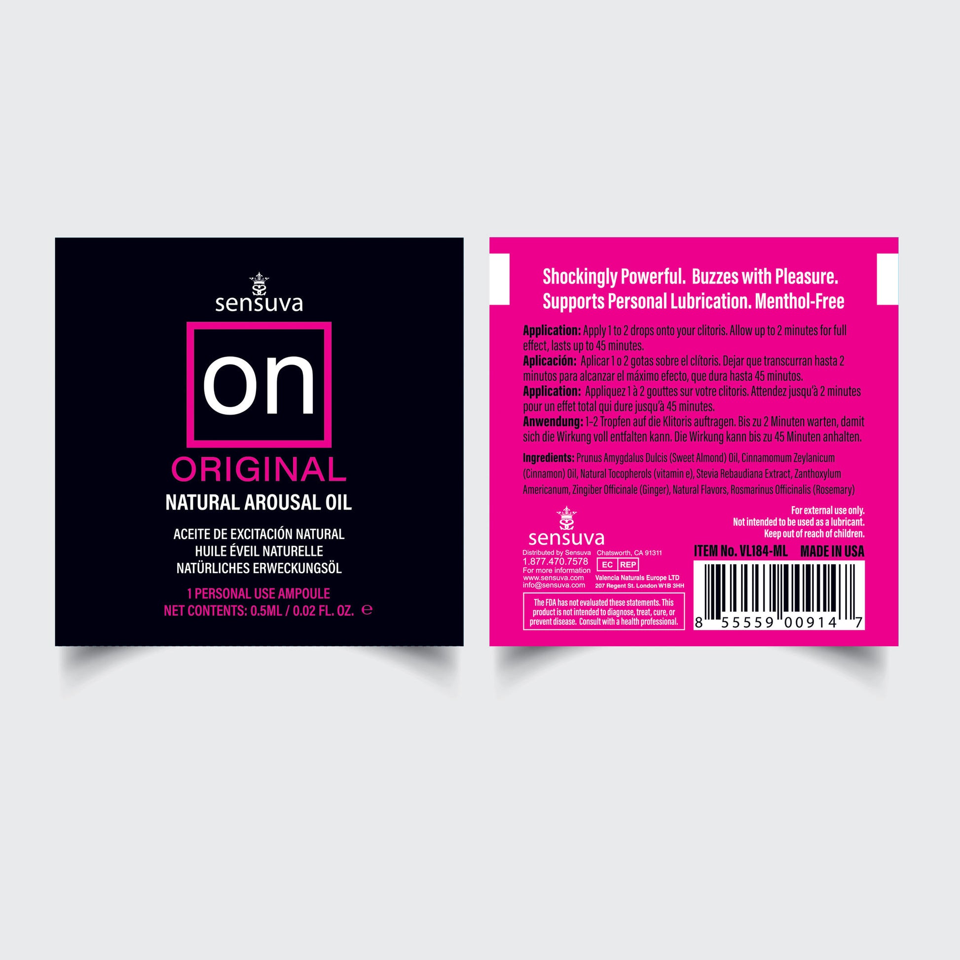 "On Natural Arousal Oil Original - Single 0.01oz Ampoule Packet SEN-VL180"