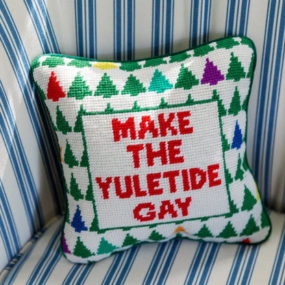 Make the Yuletide Gay Needlepoint Pillow - Vegas Pride Positions