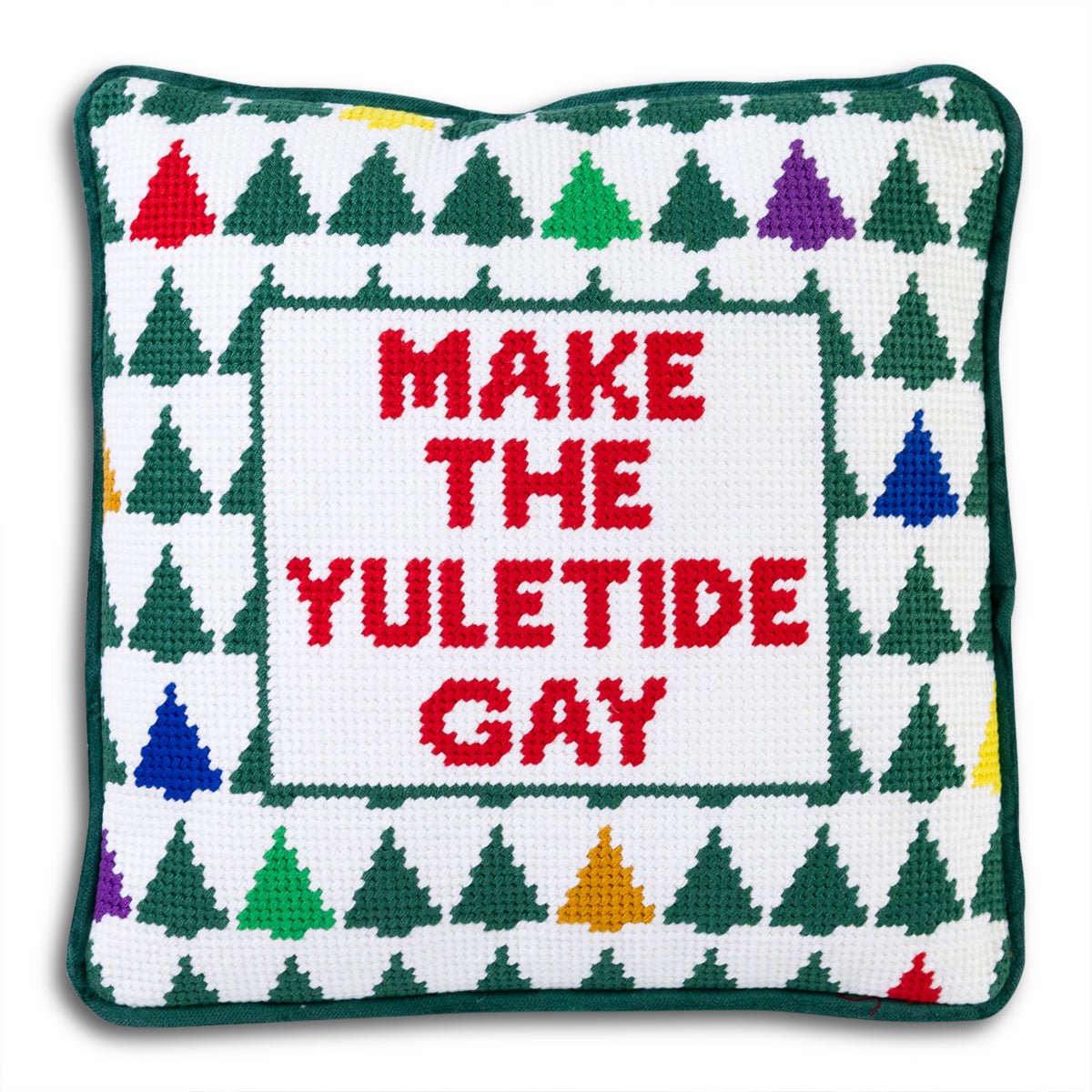 Make the Yuletide Gay Needlepoint Pillow - Vegas Pride Positions