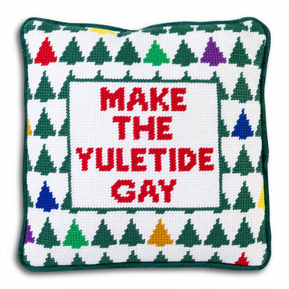Make the Yuletide Gay Needlepoint Pillow - Vegas Pride Positions