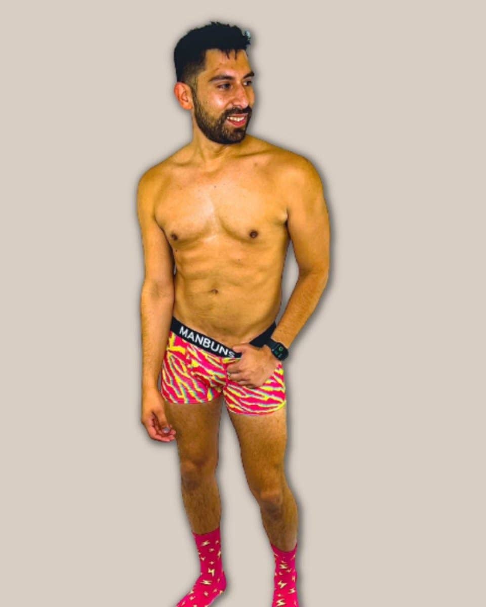 Men's Electric Zebra Boxer Trunk Underwear with Pouch: - Vegas Pride Positions