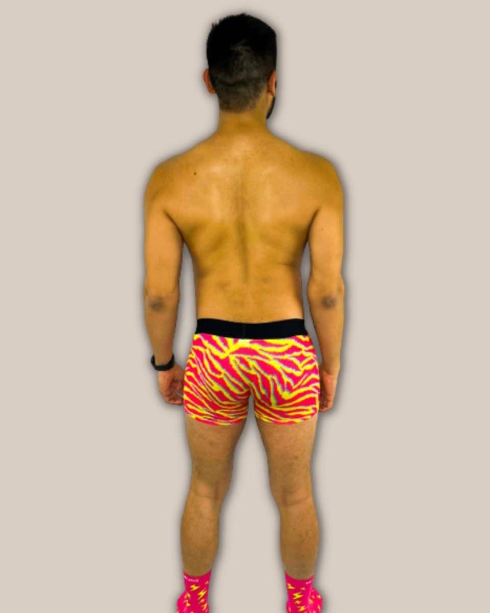 Men's Electric Zebra Boxer Trunk Underwear with Pouch: - Vegas Pride Positions