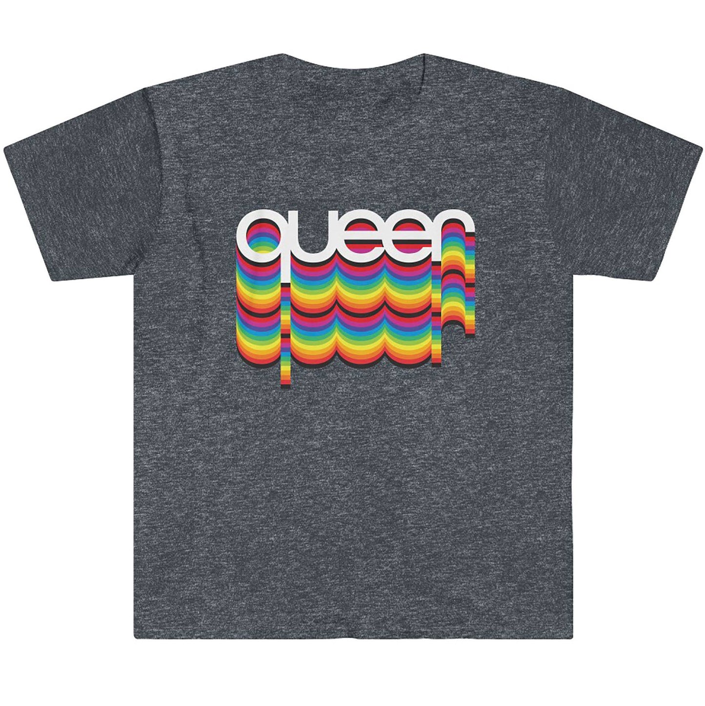 QUEER Rainbow T-shirt (Gay Queer LGBTQ) - Gray (Copy): - Vegas Pride Positions