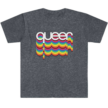 QUEER Rainbow T-shirt (Gay Queer LGBTQ) - Gray (Copy): - Vegas Pride Positions