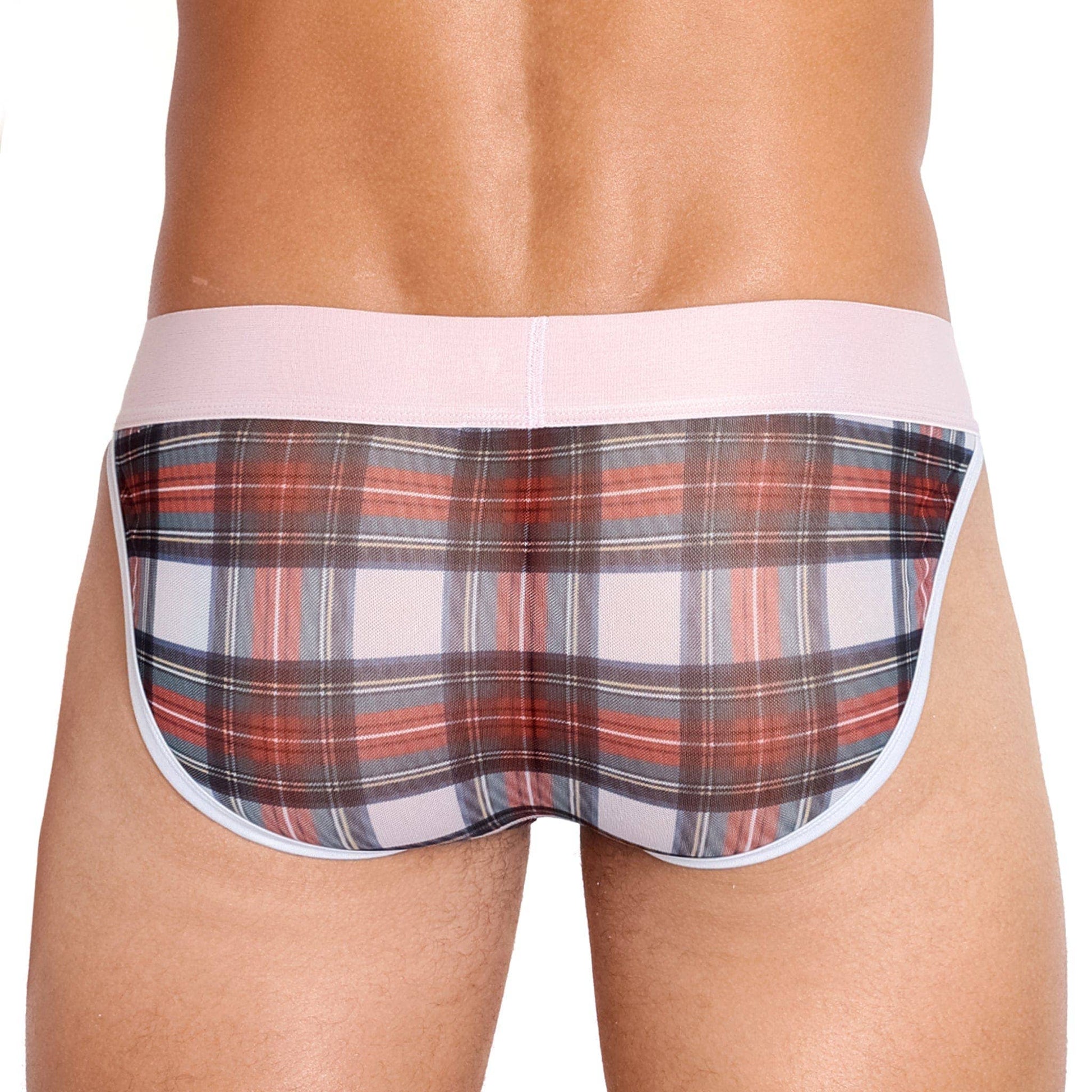 Tartan Sheer Mesh White Sport Brief: MEDIUM - Vegas Pride Positions