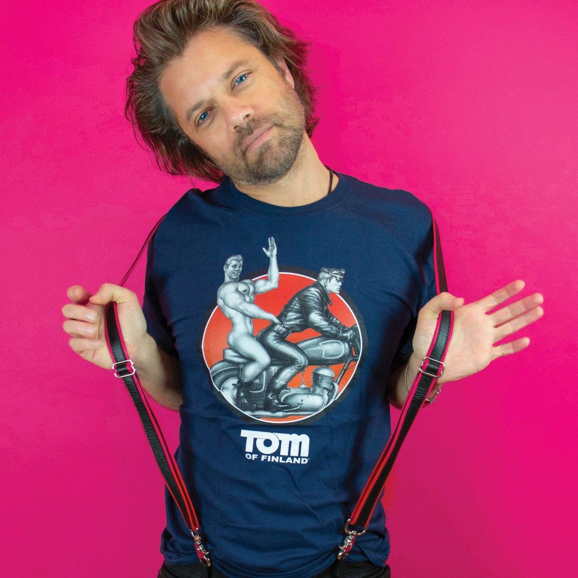 Tom of Finland "Easy Rider" T-shirt (Gay Queer LGBTQ) Navy: - Vegas Pride Positions