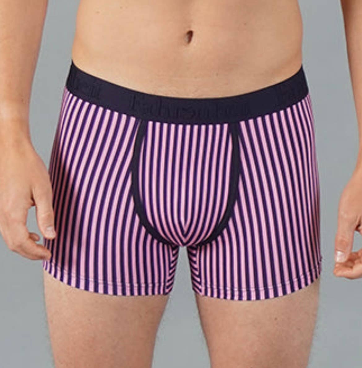 Trunk Vertical Stripe Pink & Navy Cotton Men's Underwear: - Vegas Pride Positions