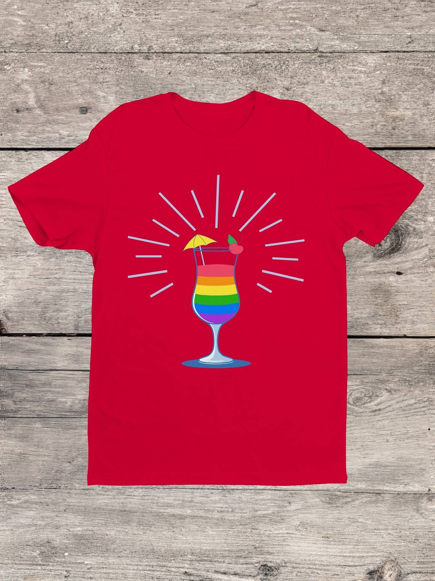 Vibrant Rainbow Cocktail Delight Women's T-shirt: Red / 100% US Cotton / - Vegas Pride Positions