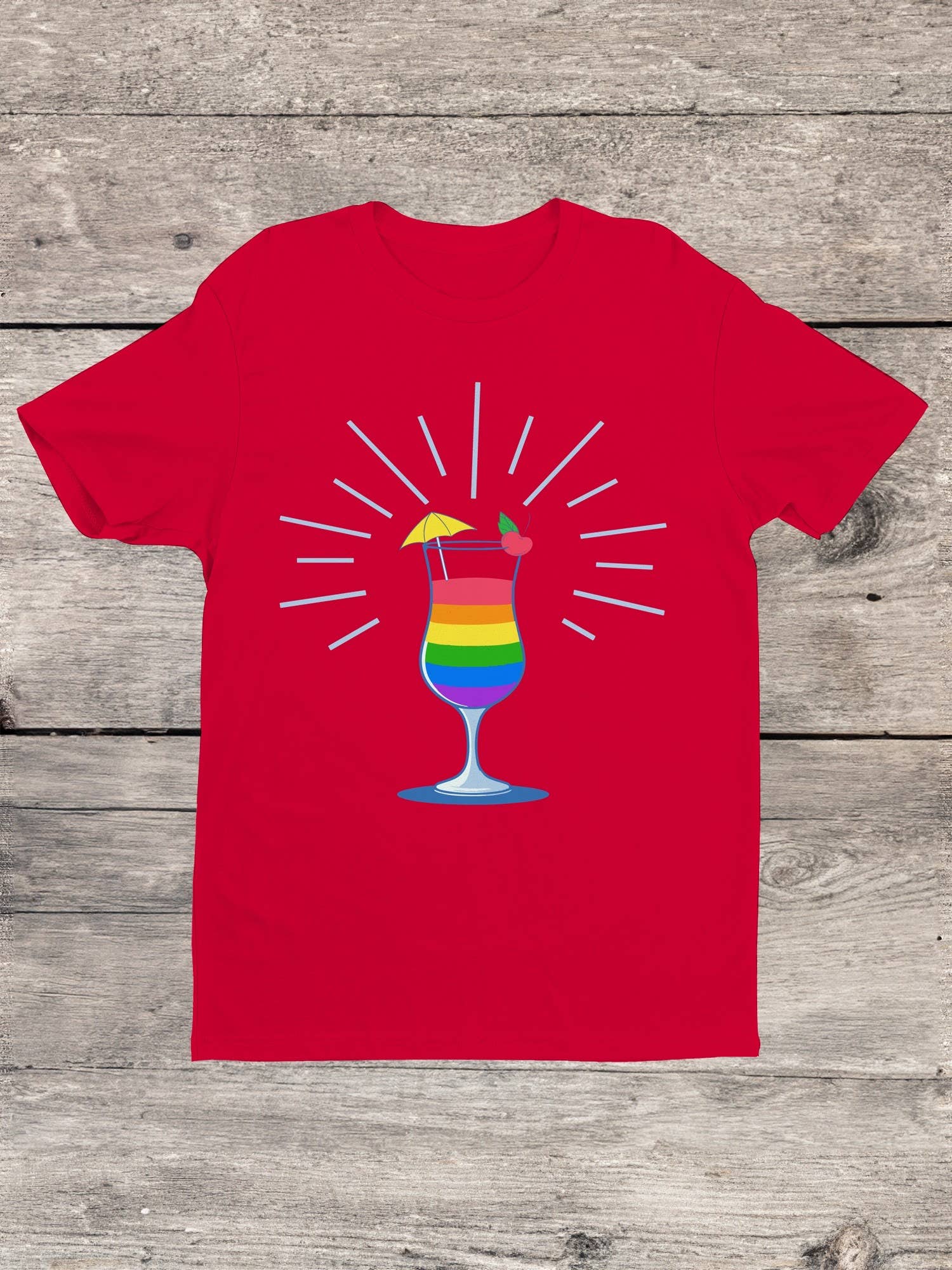 Vibrant Rainbow Cocktail Delight Women's T-shirt: Red / 100% US Cotton / - Vegas Pride Positions