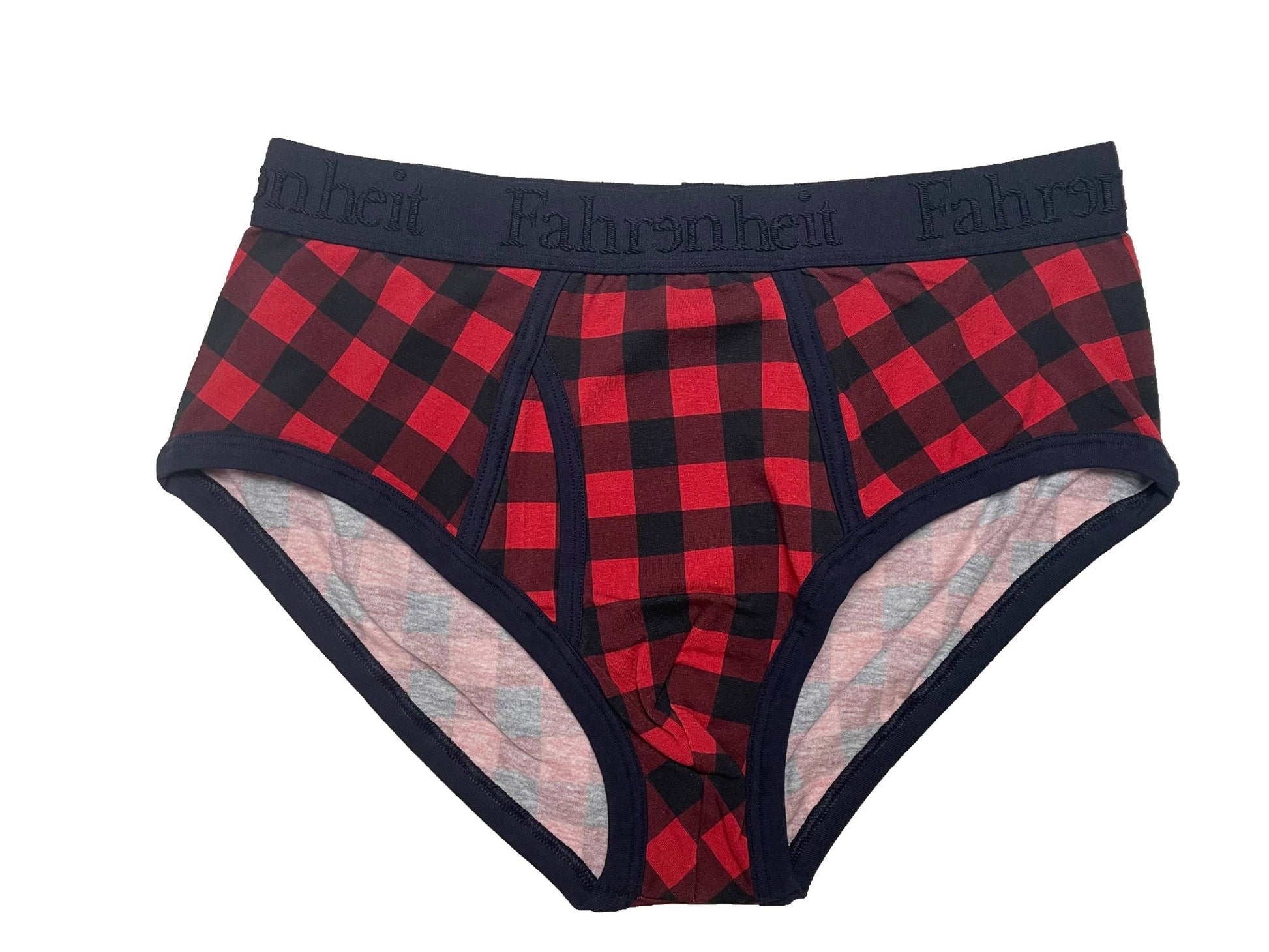Wayne Brief | Red Buffalo Check Men's Cotton Underwear: - Vegas Pride Positions