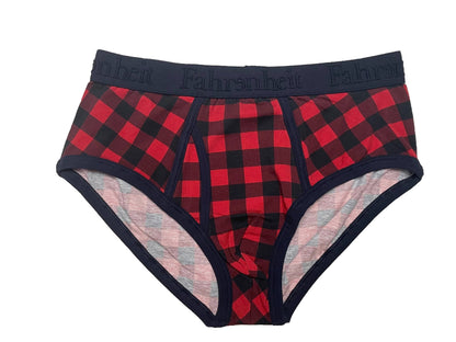 Wayne Brief | Red Buffalo Check Men's Cotton Underwear: - Vegas Pride Positions