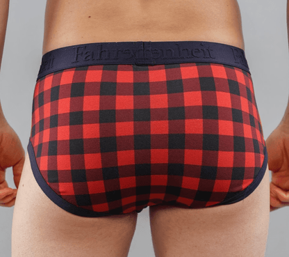 Wayne Brief | Red Buffalo Check Men's Cotton Underwear: - Vegas Pride Positions