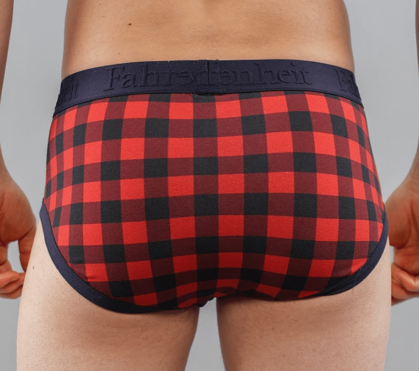 Wayne Brief | Red Buffalo Check Men's Cotton Underwear: XL - Vegas Pride Positions