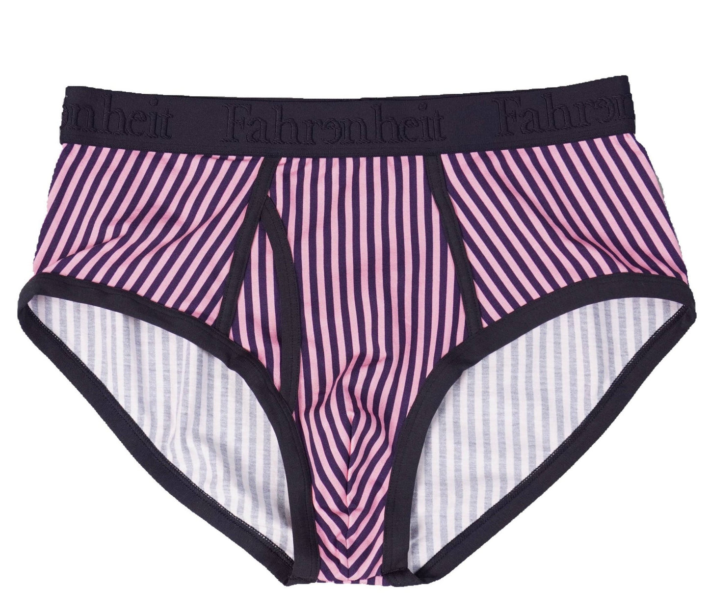 Wayne Brief Vertical Stripe Pink/Navy Men's Cotton Underwear: - Vegas Pride Positions
