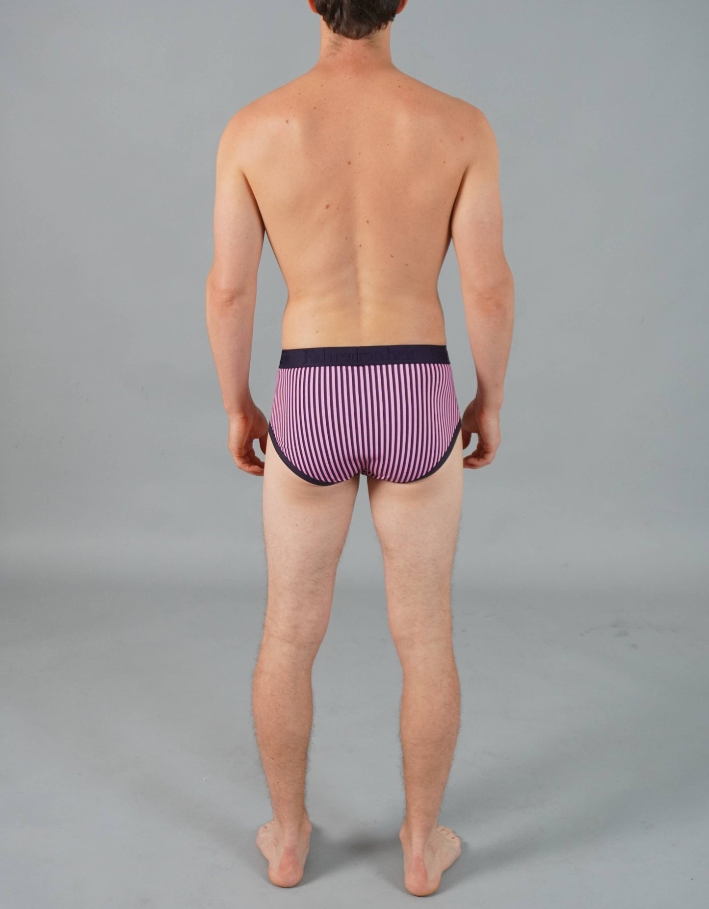 Wayne Brief Vertical Stripe Pink/Navy Men's Cotton Underwear: - Vegas Pride Positions