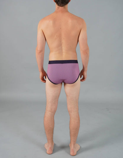 Wayne Brief Vertical Stripe Pink/Navy Men's Cotton Underwear: - Vegas Pride Positions