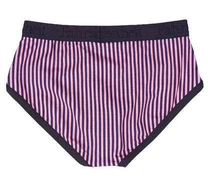 Wayne Brief Vertical Stripe Pink/Navy Men's Cotton Underwear: - Vegas Pride Positions