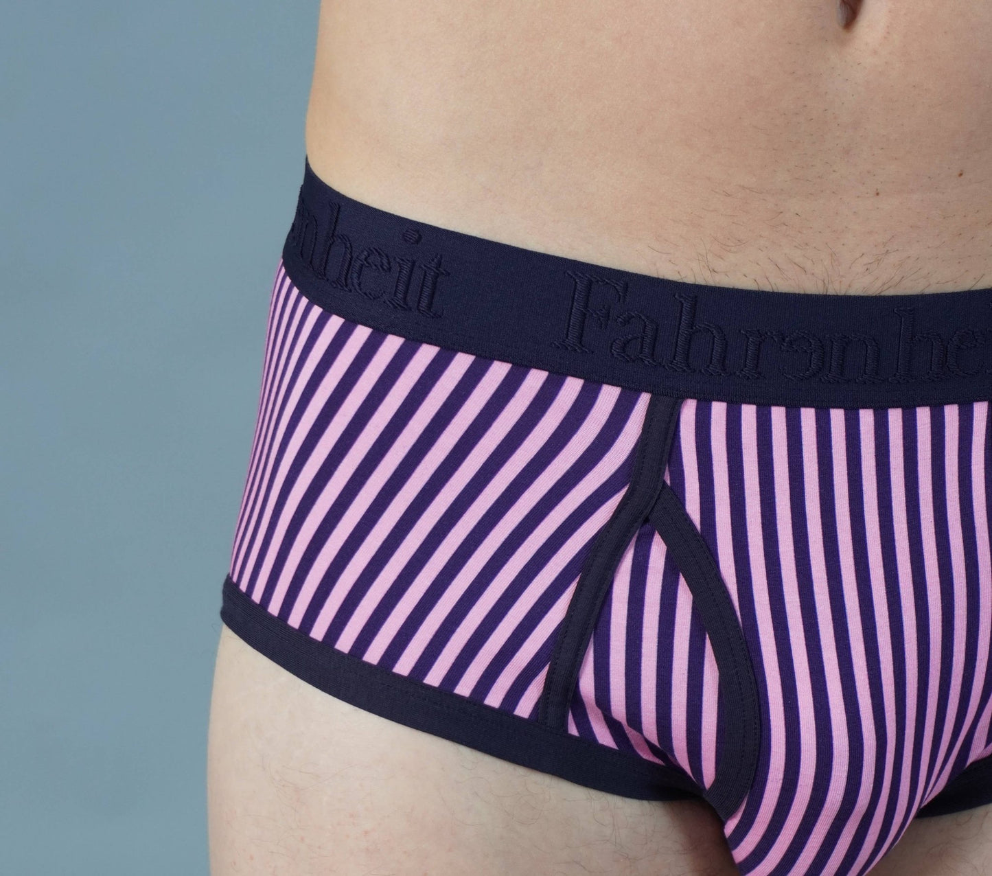 Wayne Brief Vertical Stripe Pink/Navy Men's Cotton Underwear: - Vegas Pride Positions